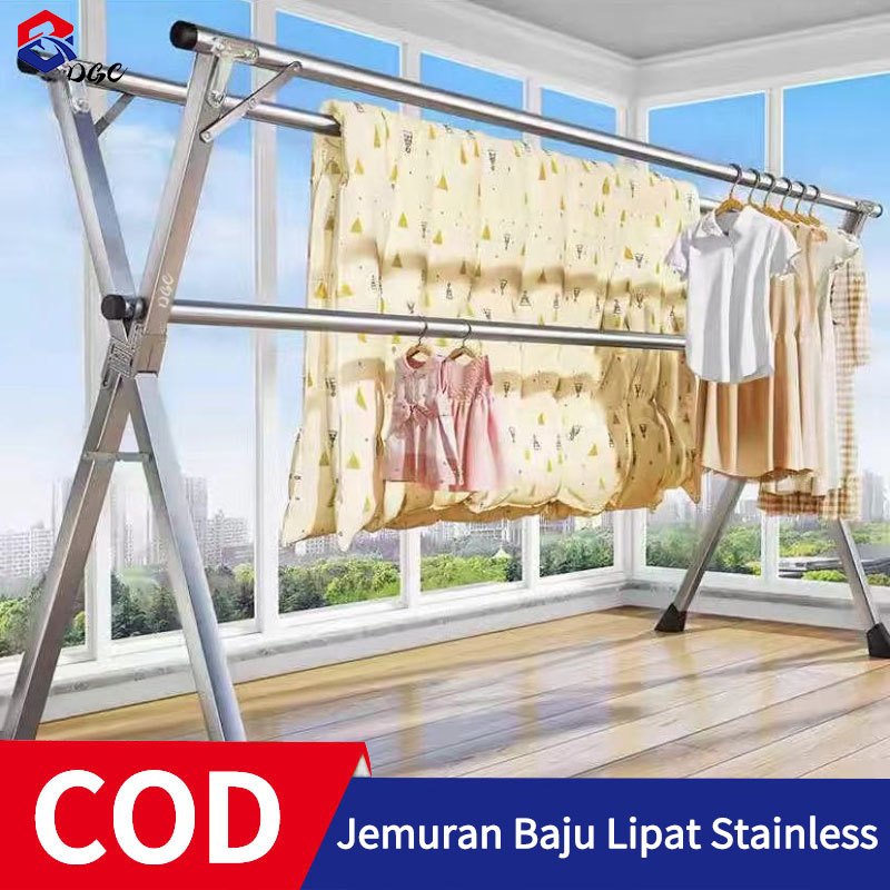 DGC Jemuran Baju Lipat Stainless Portable Anti Karat foto 2