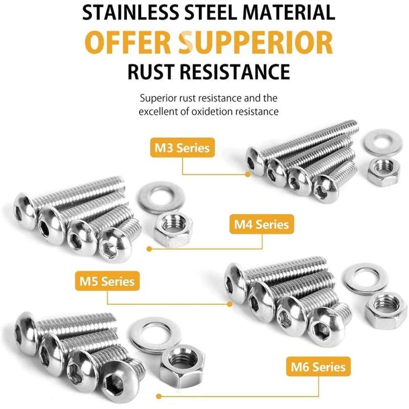Jual 1080pcs M2 M3 M4 Mur Dan Baut Set Stainless Steel Kepala Datar Hex ...