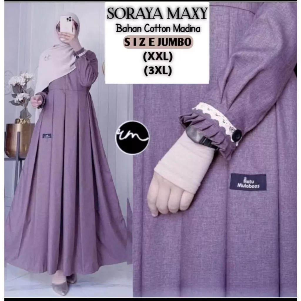 Gamis Katun Madinah Soraya Maxy tampilan keseluruhan