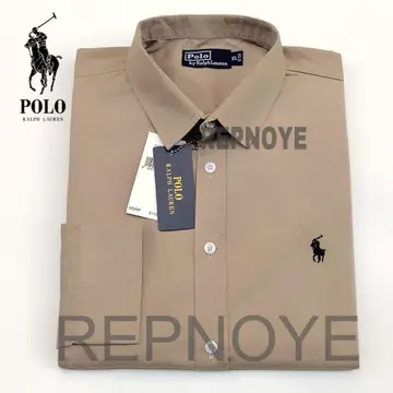 Repnoye Kemeja Pria Lengan Panjang Catton Twill Sueding Kemeja POLO'S Putih Pria Long Sleeve