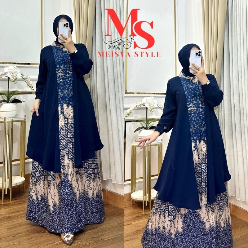 Jual --Luthfia Style-- Gamis Batik Rompi Terpisah Ori Meisya | Shopee ...