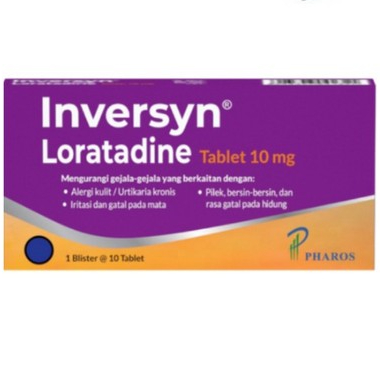 Jual INVERSYN 10MG 1 BLISTER 10 TABLET/ Loratadine/ Obat Alergi/ Obat ...