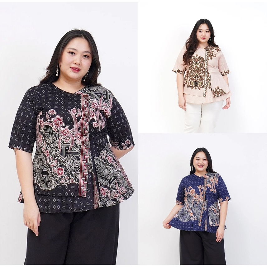 Jual Atasan Blouse Baju Batik Big Size Wanita Jumbo Oversize 183