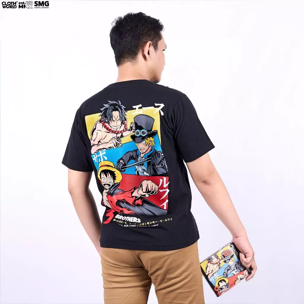 Three Brothers Teen Version Luffy Ace Sabo Strawhat Mugiwara Anime One Piece Kaos 