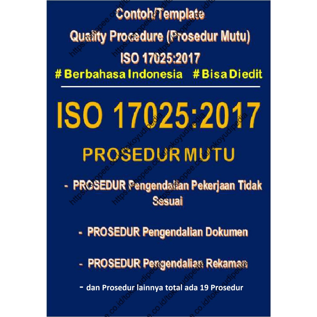 Jual Softcopy Paket Lengkap Template/Contoh Prosedur ISO 17025:2017 ...
