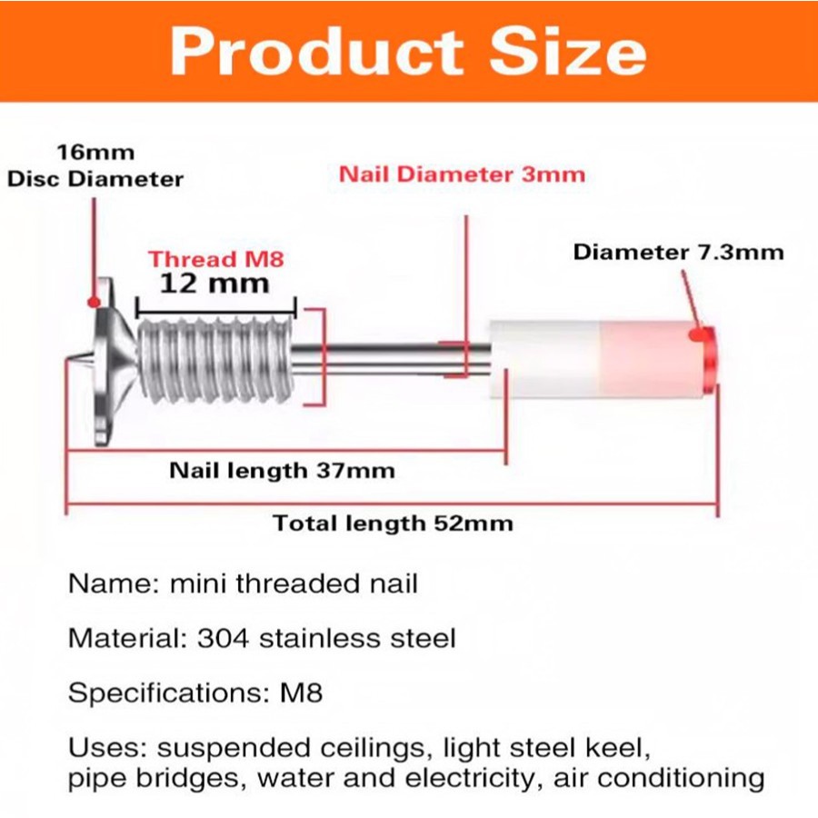 Jual Paku Beton Baut Mur Pengencang M8 Washer Mini Stampset Ramset T500 ...
