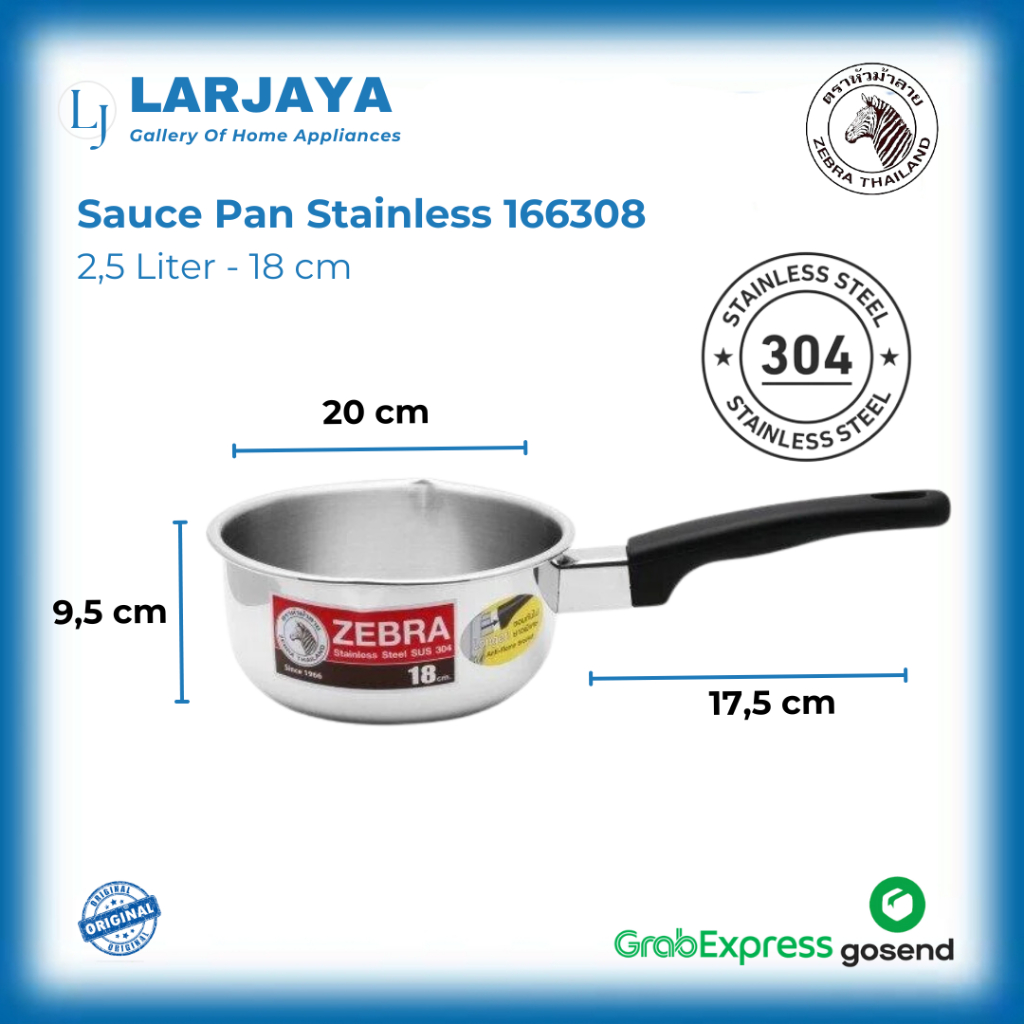 Jual Zebra Sauce Pan 18 cm (166308) | Panci Stainless Steel SUS304 ...