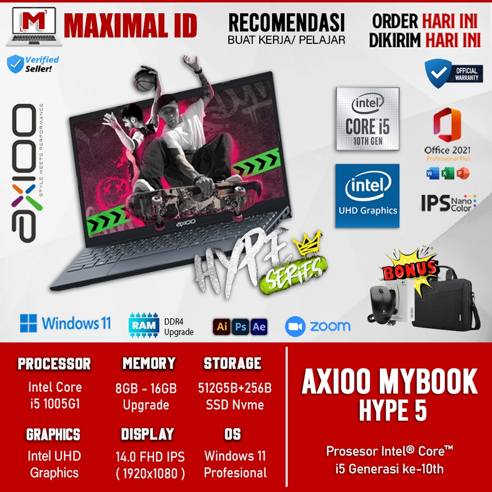 Jual Laptop Axioo Mybook Hype Intel Core I G Gb Gb Fhd Ips Win Pro Yr