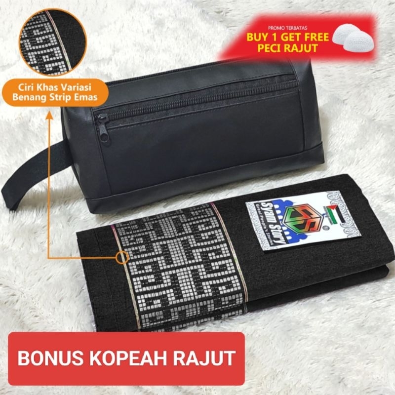 Sarung Traveling Pouch Syam Story Sarung Tenun Dewasa Kemasan Tas Promo Gratis Kopeah Rajut