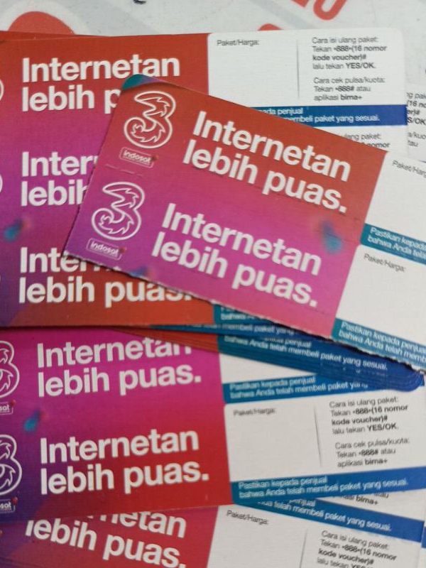 Jual voucher tri 1 pak isi 250 lembar / 750 kode sn | Shopee Indonesia