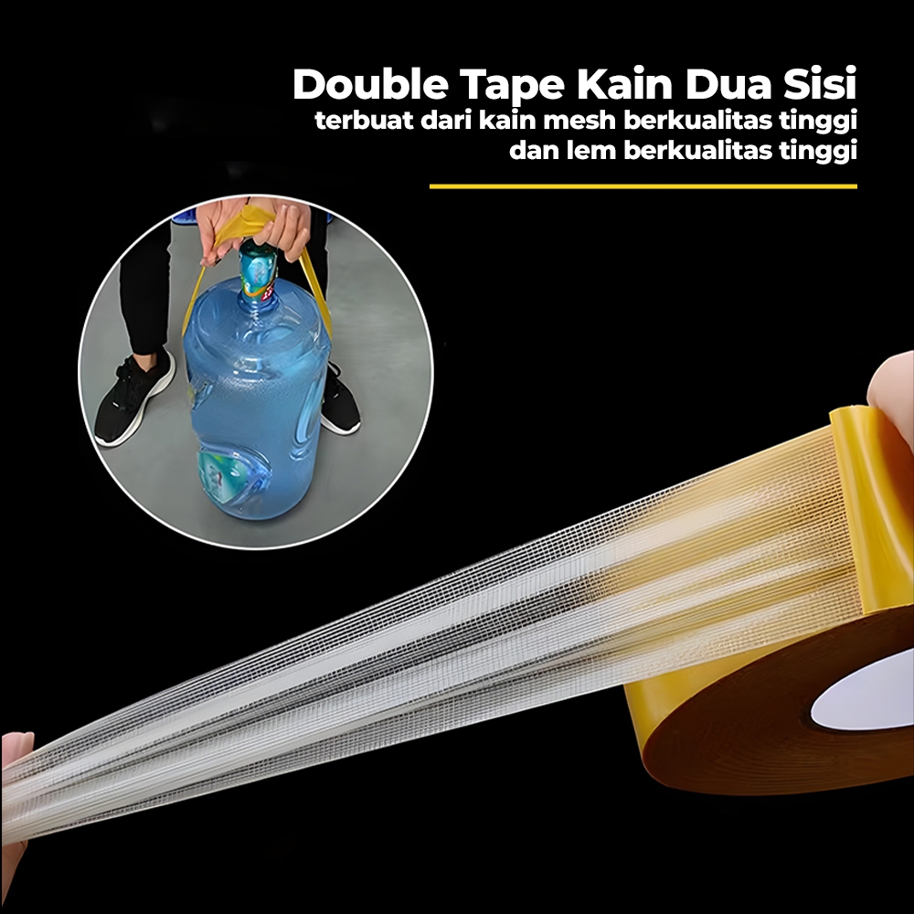 Jual Lakban Kuning Double Tape Kain 2 Sisi Selotip Lem Perekat Kuat ...