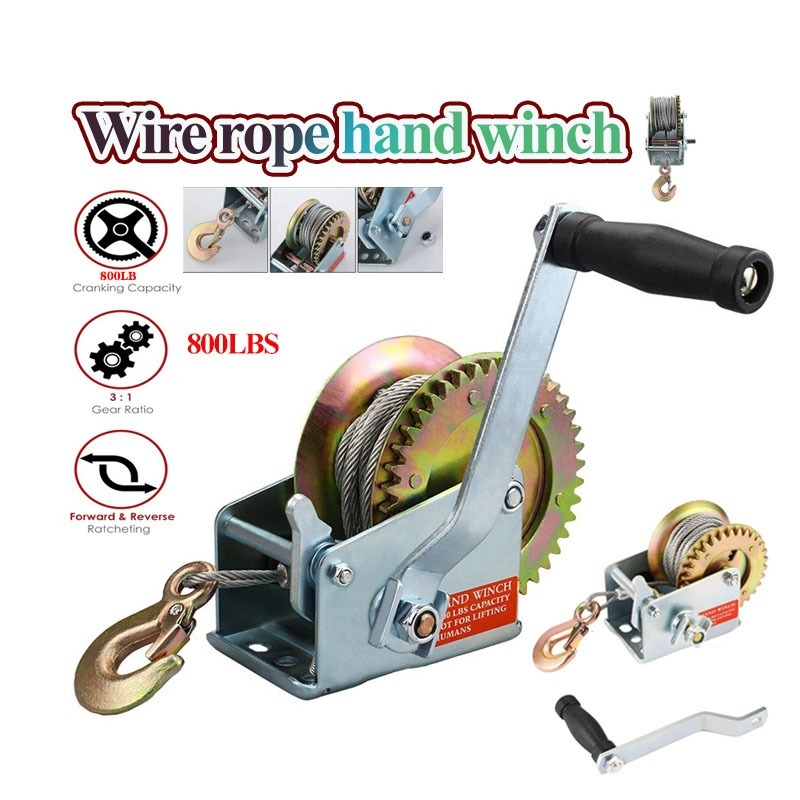 Jual [ready]Wire Rope Hand Winch 800LBS 10m/20m Kualitas Tinggi Hand ...