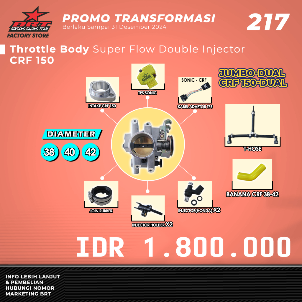 Jual THROTTLE BODY DOUBLE INJECTOR DUAL INJECTOR 32/33/34/36/38/40/42 ...