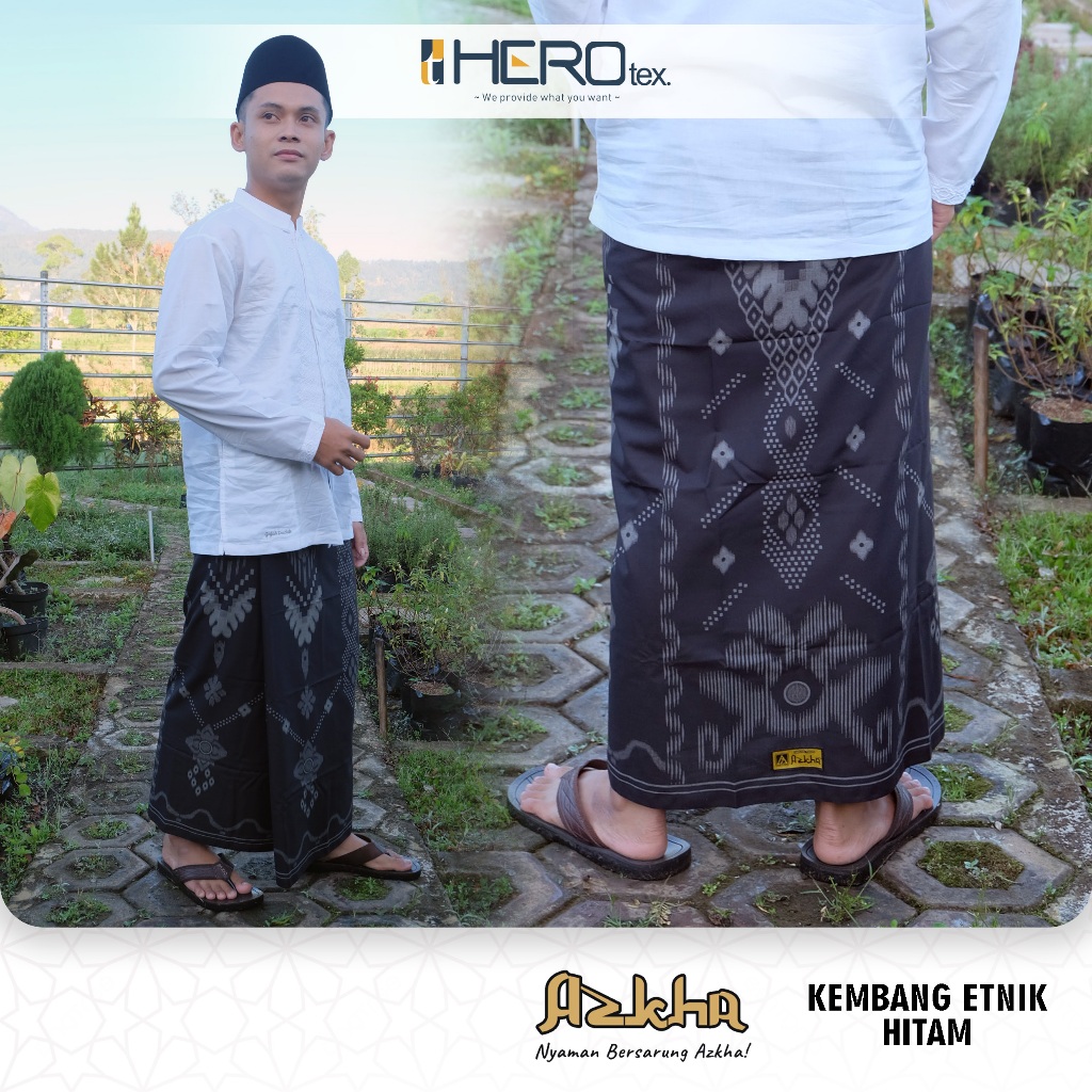 Jual Sarung Azkha Kembang Etnik Hitam | Shopee Indonesia
