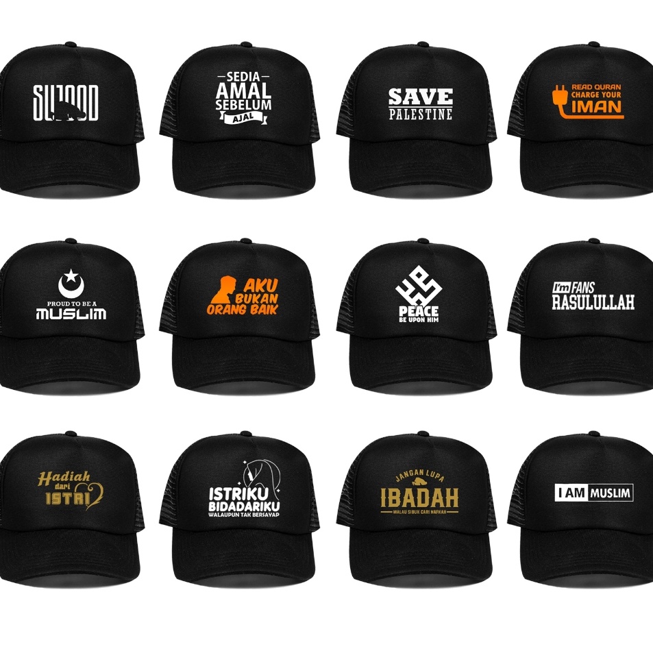 Jual Serba Meriah Topi Trucker tema islami islam dakwah muslim solat ...