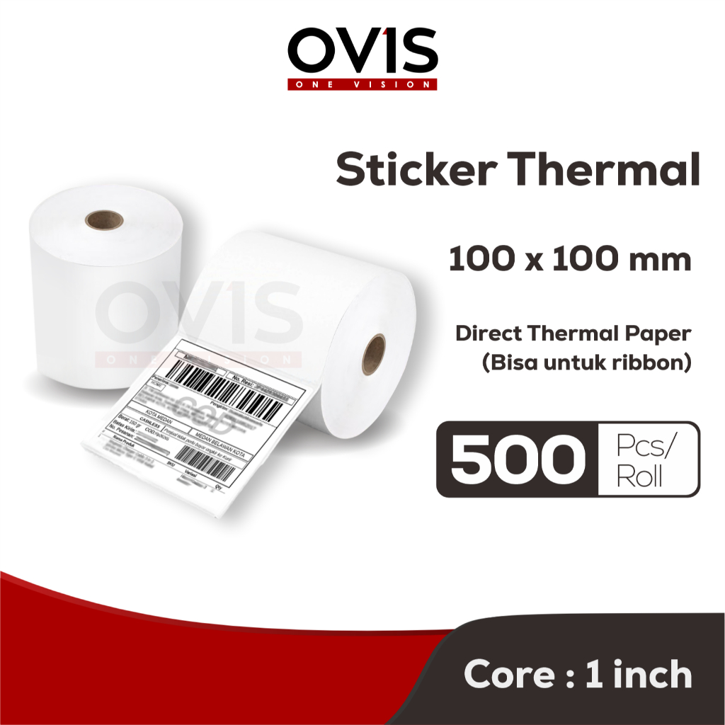 Jual Label Stiker Resi Thermal Direct 100x100 mm OVIS Sticker Paper ...