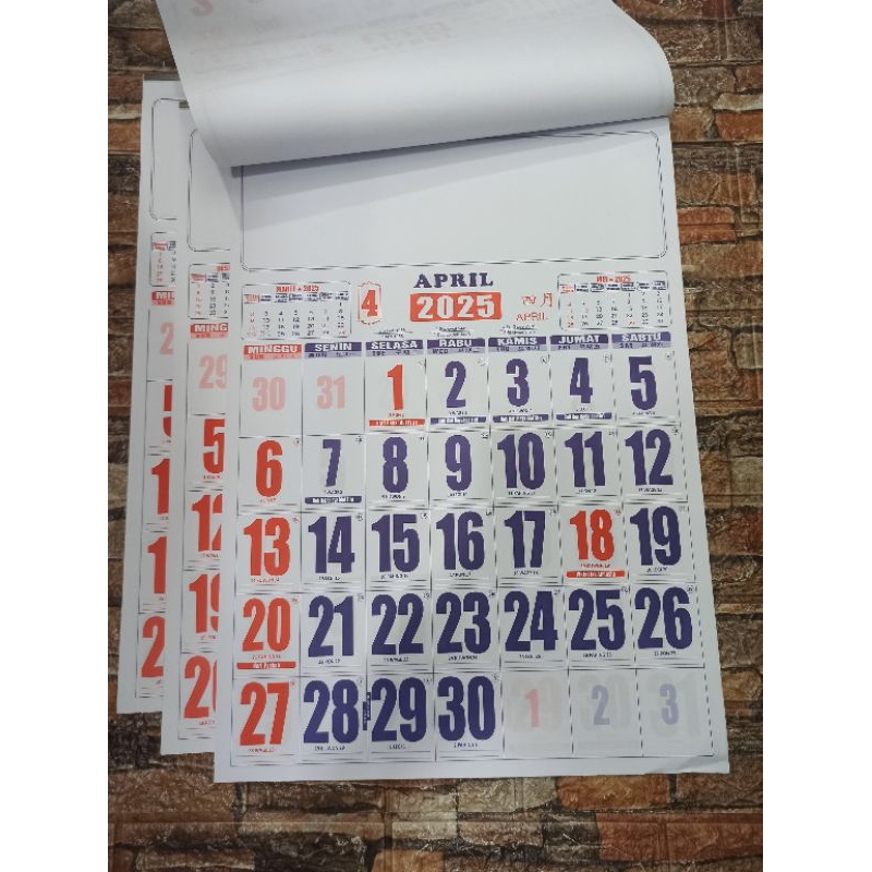 Jual kalender dinding 1 bulanan 2025 notes ukuran 38 cm x 54 cm ...