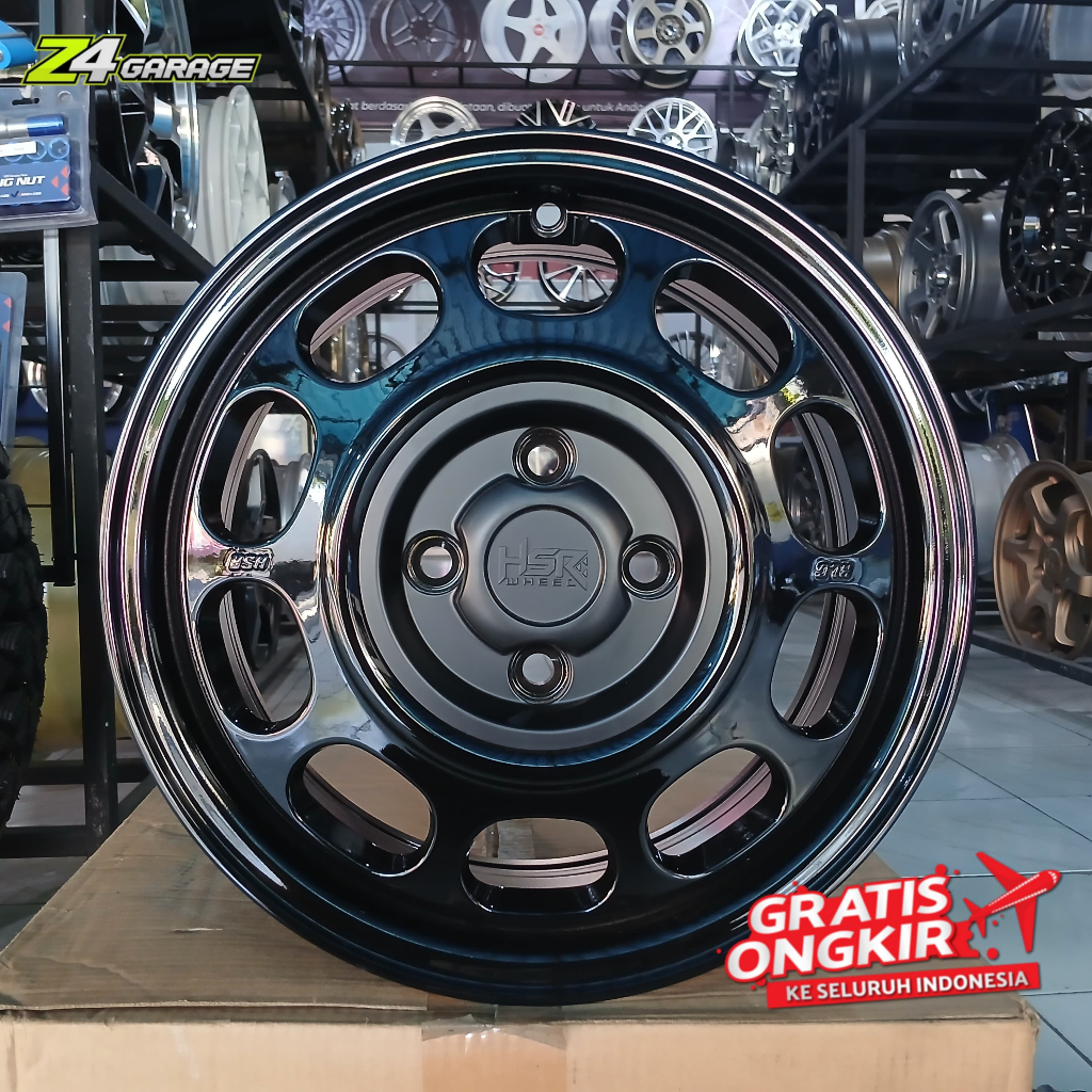 Jual Velg Mobil HSR Model Kaleng R14 H4X100 Glossy Black - Velg Wulling ...