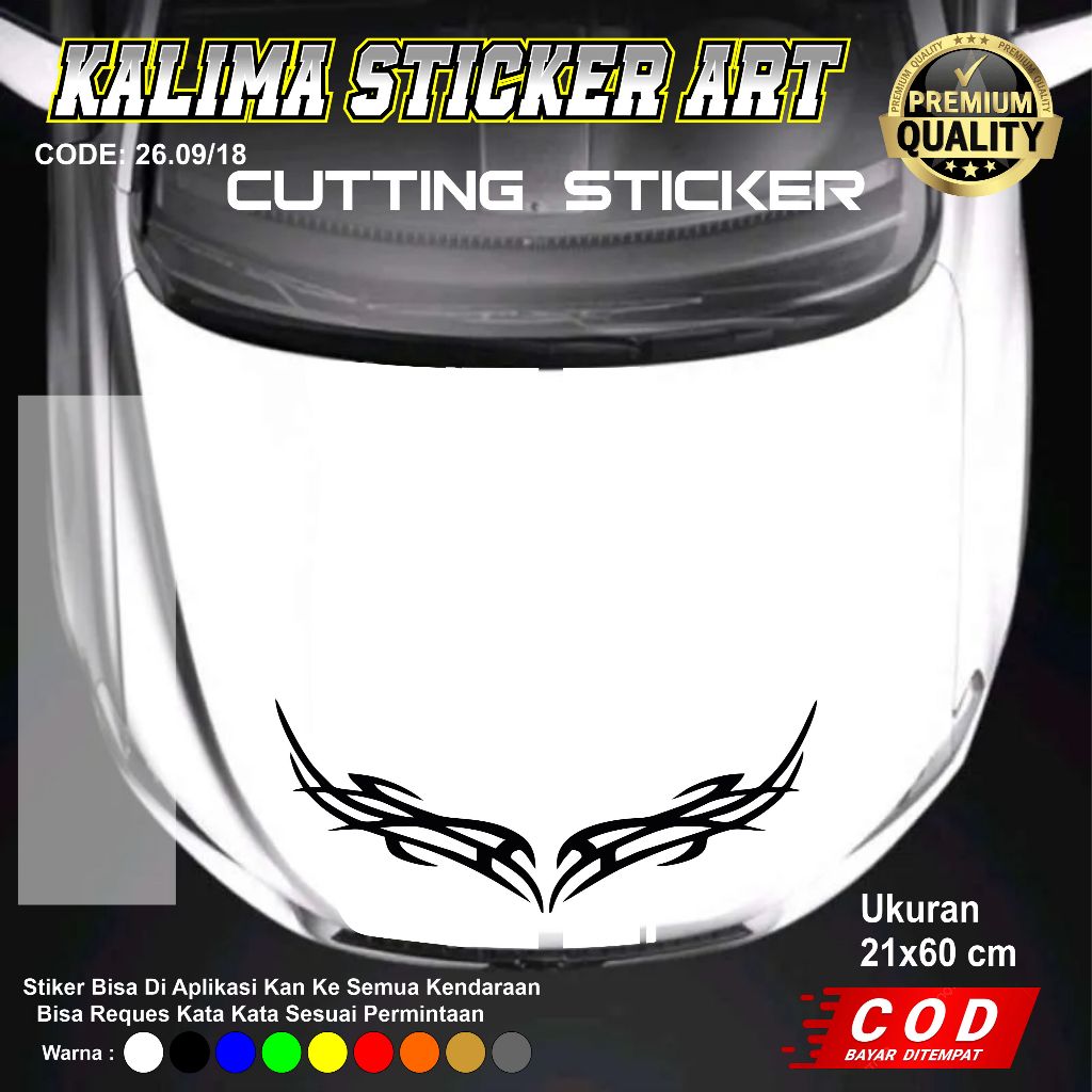 Jual Stiker Kap Mesin Mobil motif sayap Cutting Sticker Variasi LIST ...