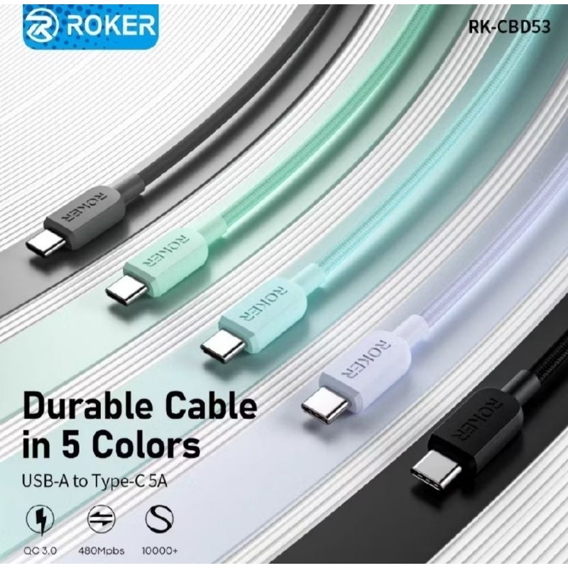 Jual Kabel ROKER BOXY Type-C 5A Bahan Kuat Fast Charging | Shopee Indonesia