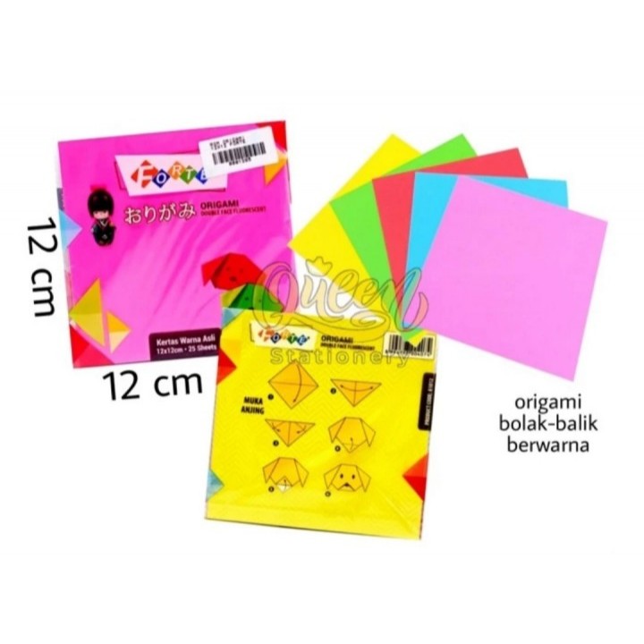 Jual KERTAS ORIGAMI FORTE 12 X 12 ISI 25 LEMBAR / WARNA BOLAK BALIK ...