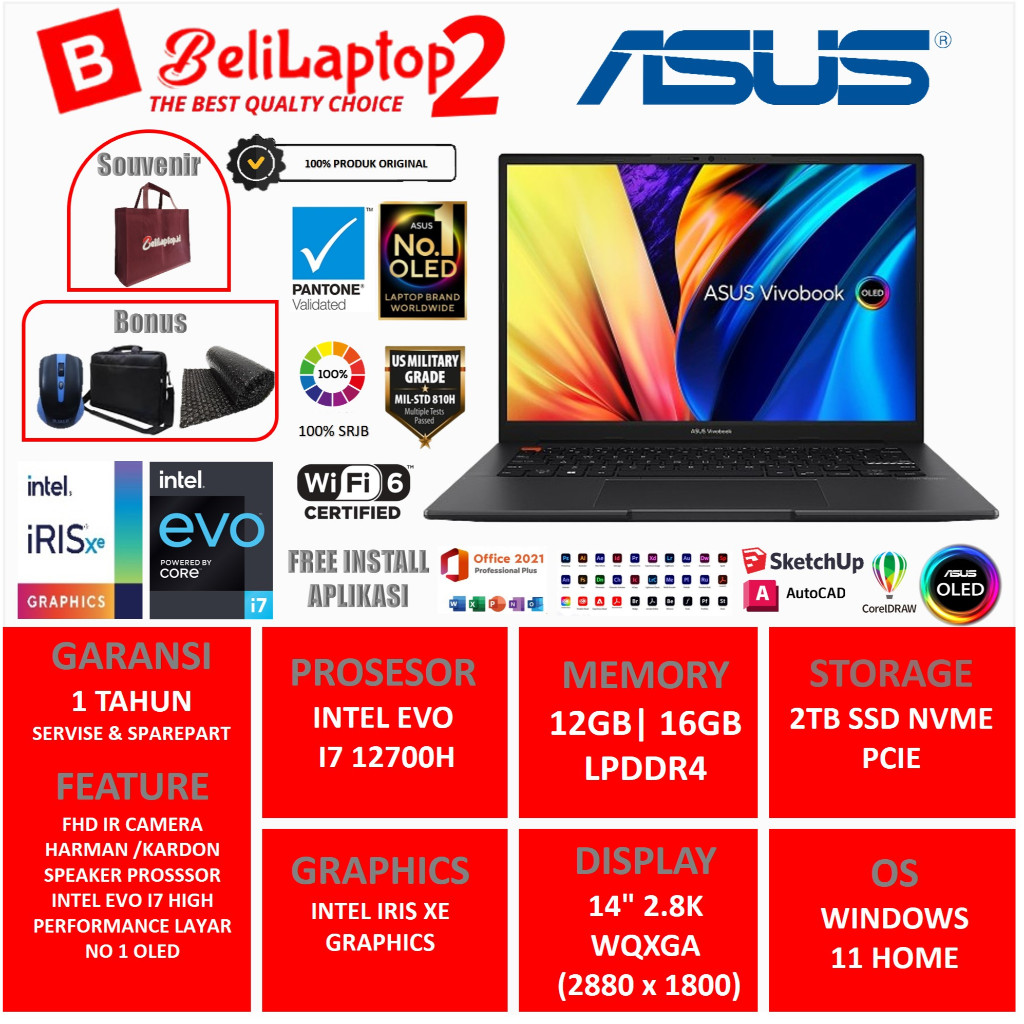 Jual Laptop Oled Asus Vivobook S 14X S5402za Intel Evo I7 12700h