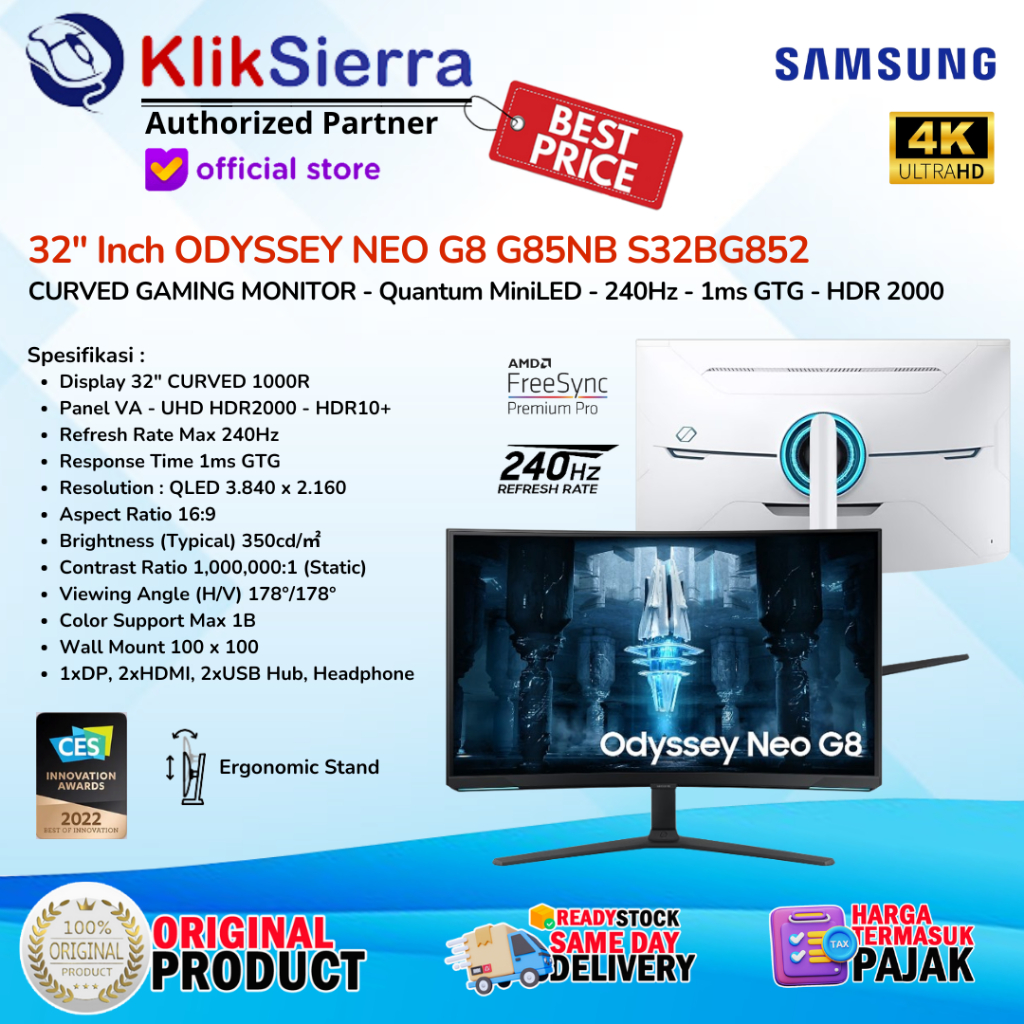 Jual Monitor LED Samsung S32BG85 Neo G8 32 inch LS32BG852NEXXD UHD 4K ...