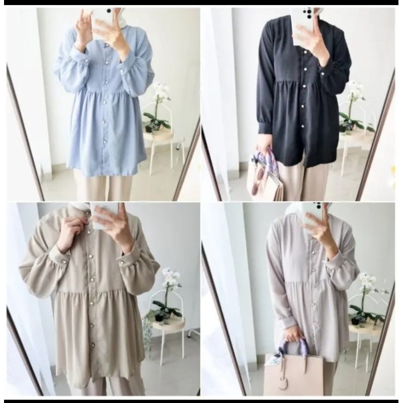 Kadaka T-0457 Cotton Rayon Motif Blouse Wanita Atasan Super Comfy