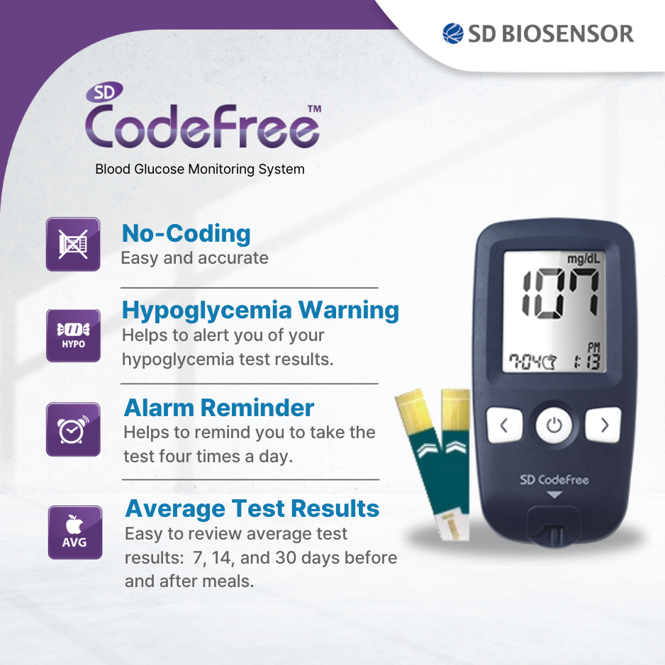 Jual SD BIOSENSOR CodeFree Kits 10 strips Blood Glucose Monitoring ...