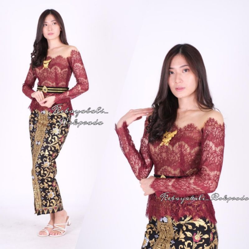 Jual SATU SET KEBAYA RANG RANG MODIFIKASI WARNA MARON | Shopee Indonesia