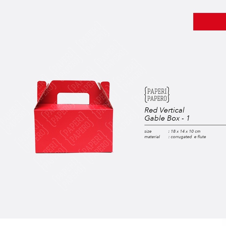 Jual Red Vertical Gable Box 1 -Kotak Kardus Hampers Merah (18 x 14 x 10 ...