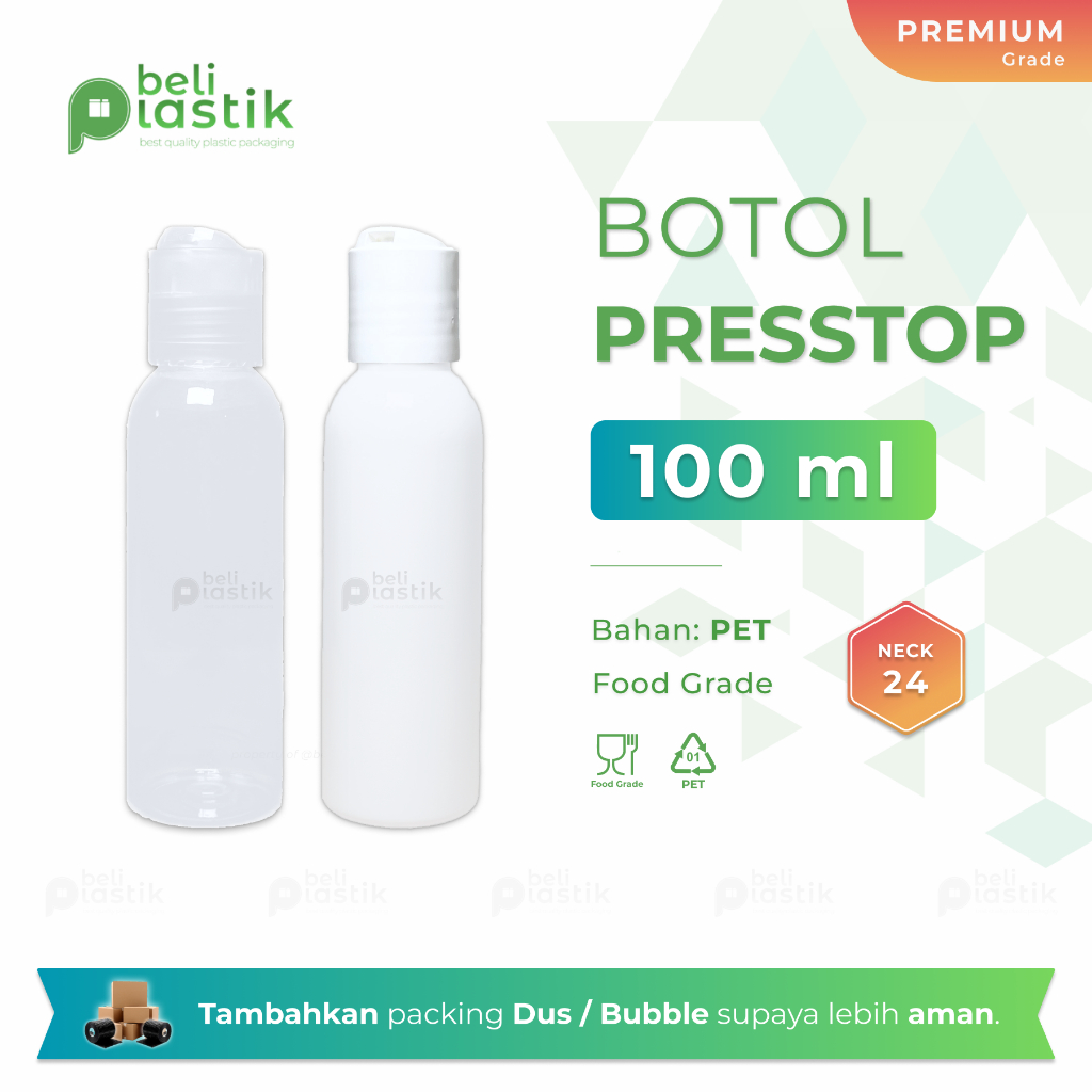 Jual Botol Presstop 100ml - Botol BR Plastik Kosmetik Sabun Shampoo ...