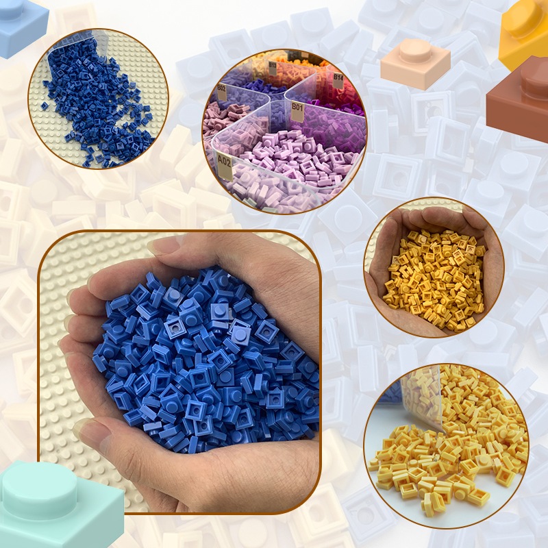 Jual 50 Butir Bricks DIY Building Blocks Parts Plate Tipis 1x1 Dots ...