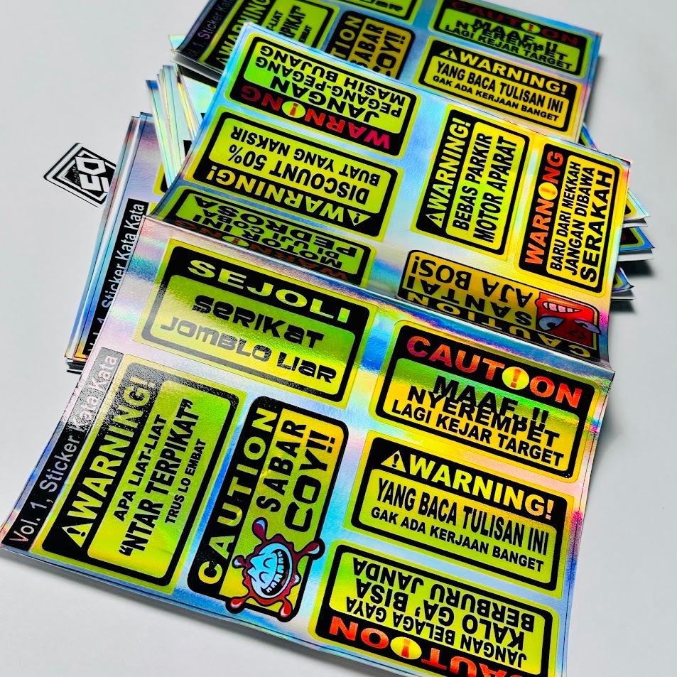 Jual OS-Vol1 Stiker Paket Kata-Kata Caution & Warning - Sticker Pack ...