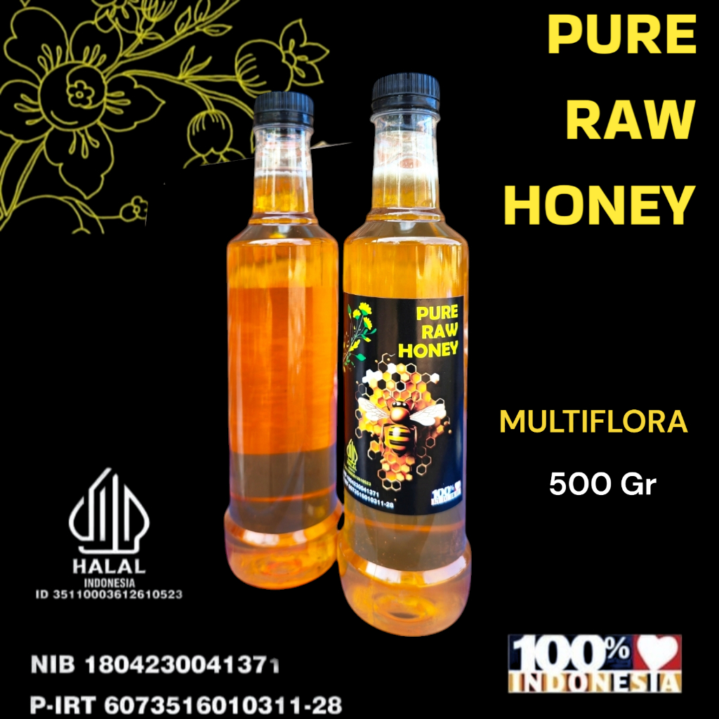 Madu Asli 100% Madu Murni Nektar Multiflora 500Gr Pure Natural Raw Honey
