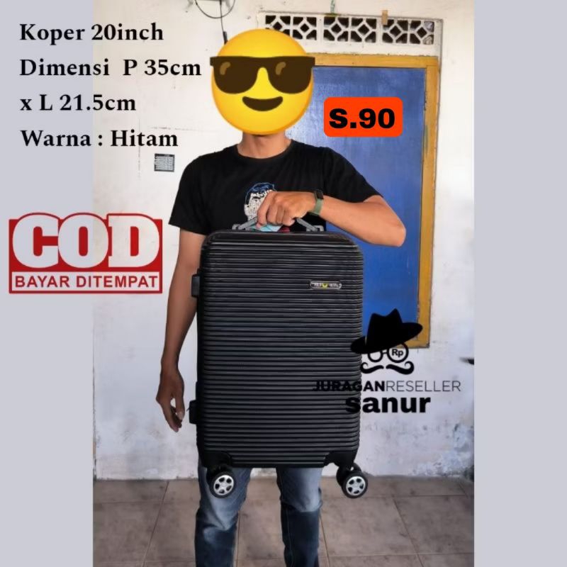Jual Koper cabin bagasi pesawat 20inch warna hitam volume hingga 25kg ...