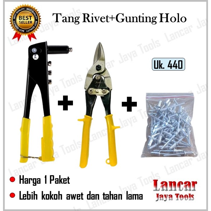 Jual Gunting Holo, Tang Rivet & Paku Rivet (440) 3,2mm x 100pcs (Tang ...