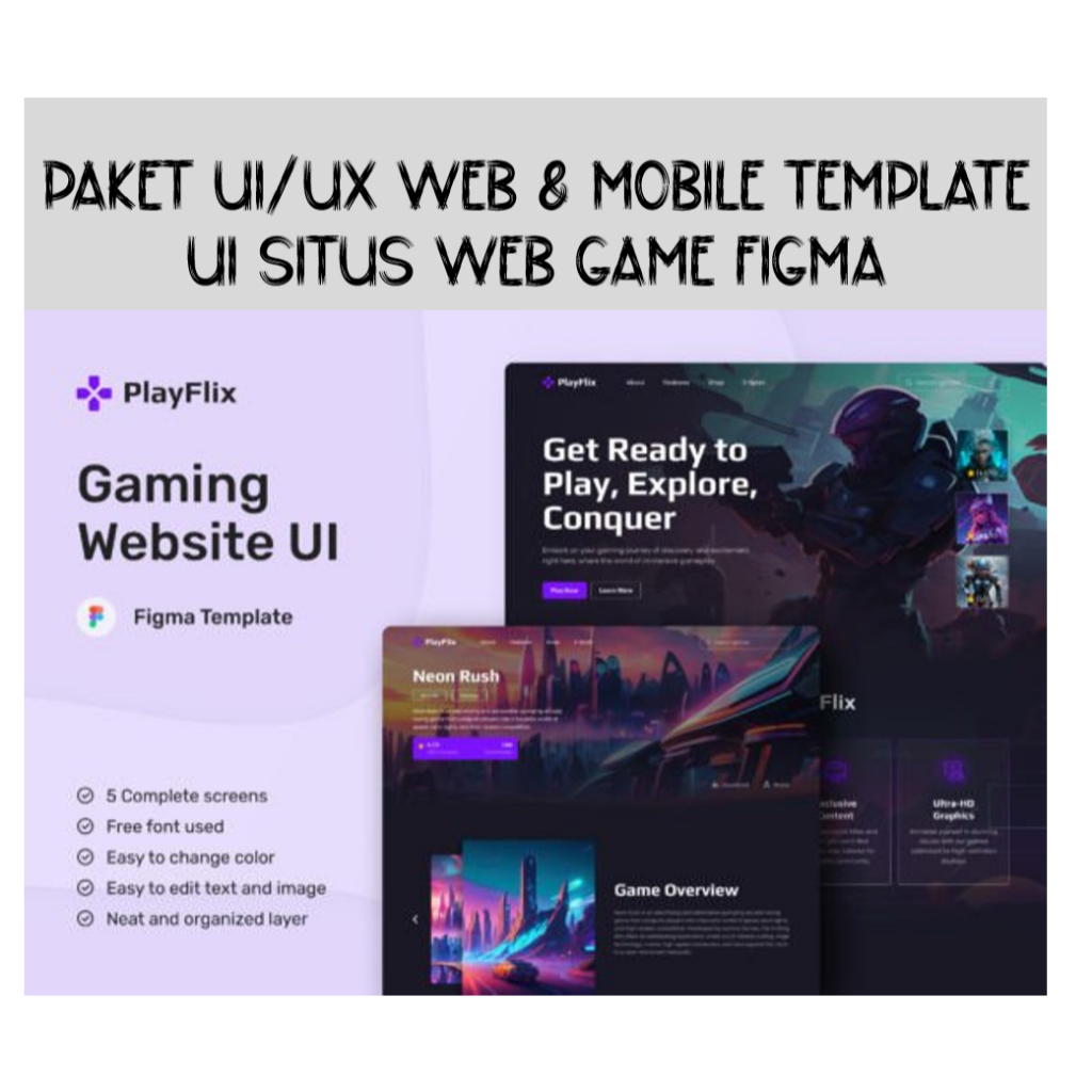 Jual Paket UI/UX Web & Mobile Template UI Situs Web Game Figma | Shopee ...