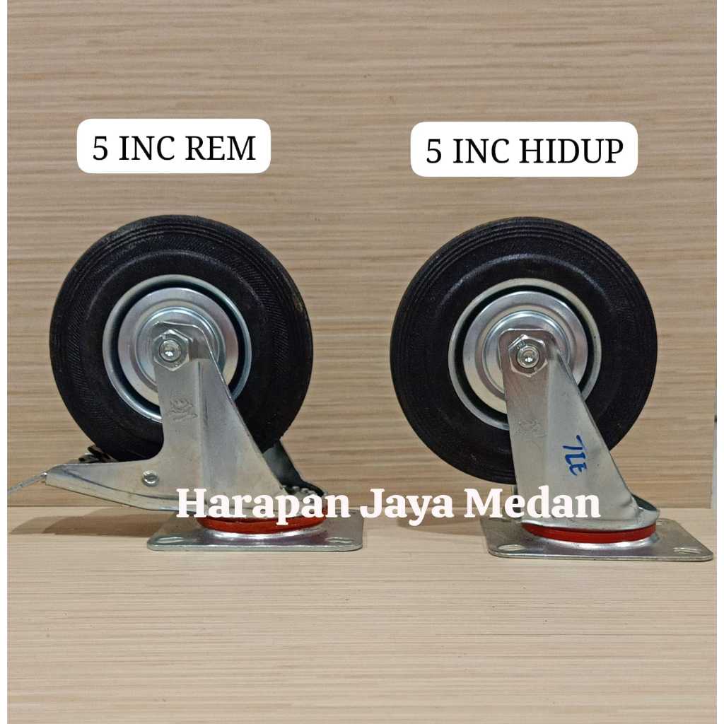 Jual (1 PCS) Roda Trolly Ukuran 5 Inch / Roda Karet Hitam / Roda Caster ...