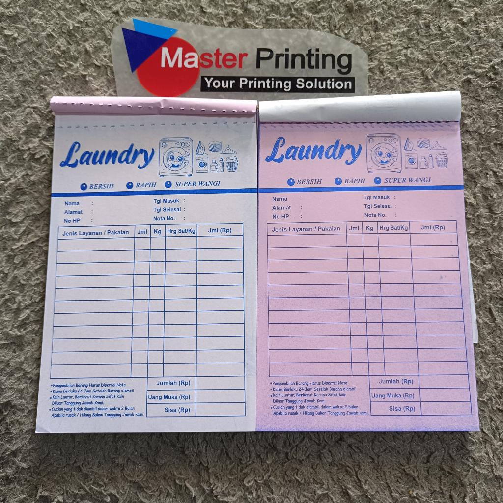 Jual Nota Laundry Buku Kwitansi Nota 2ply , nota bon loundry NCR 1/4 ...