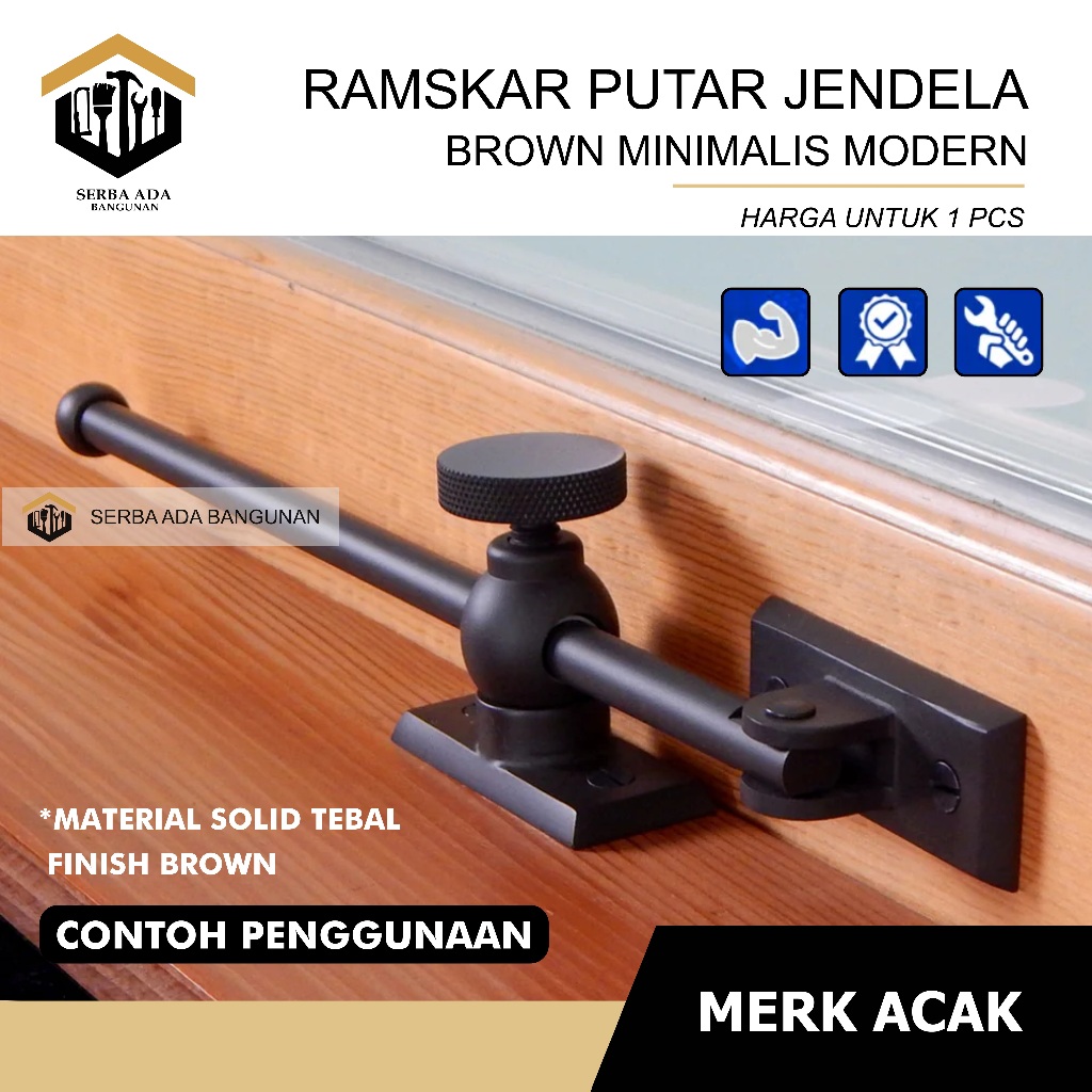Jual SAB Ramskar Putar Hitam Silver Putih / Hak Angin / Lamskar Jendela ...