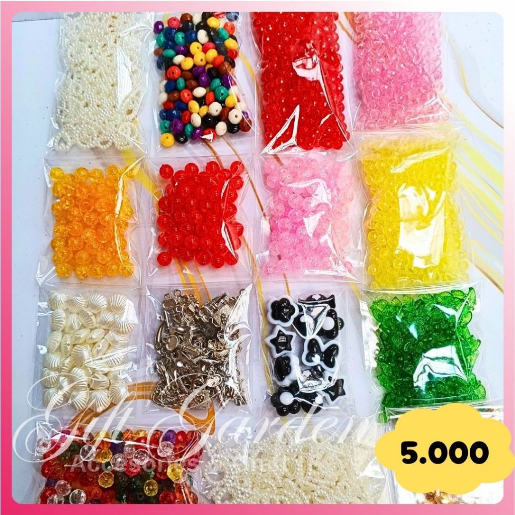 Jual Aneka Manik manik per Klip lima ribu mote bahan craft BW Hitam ...