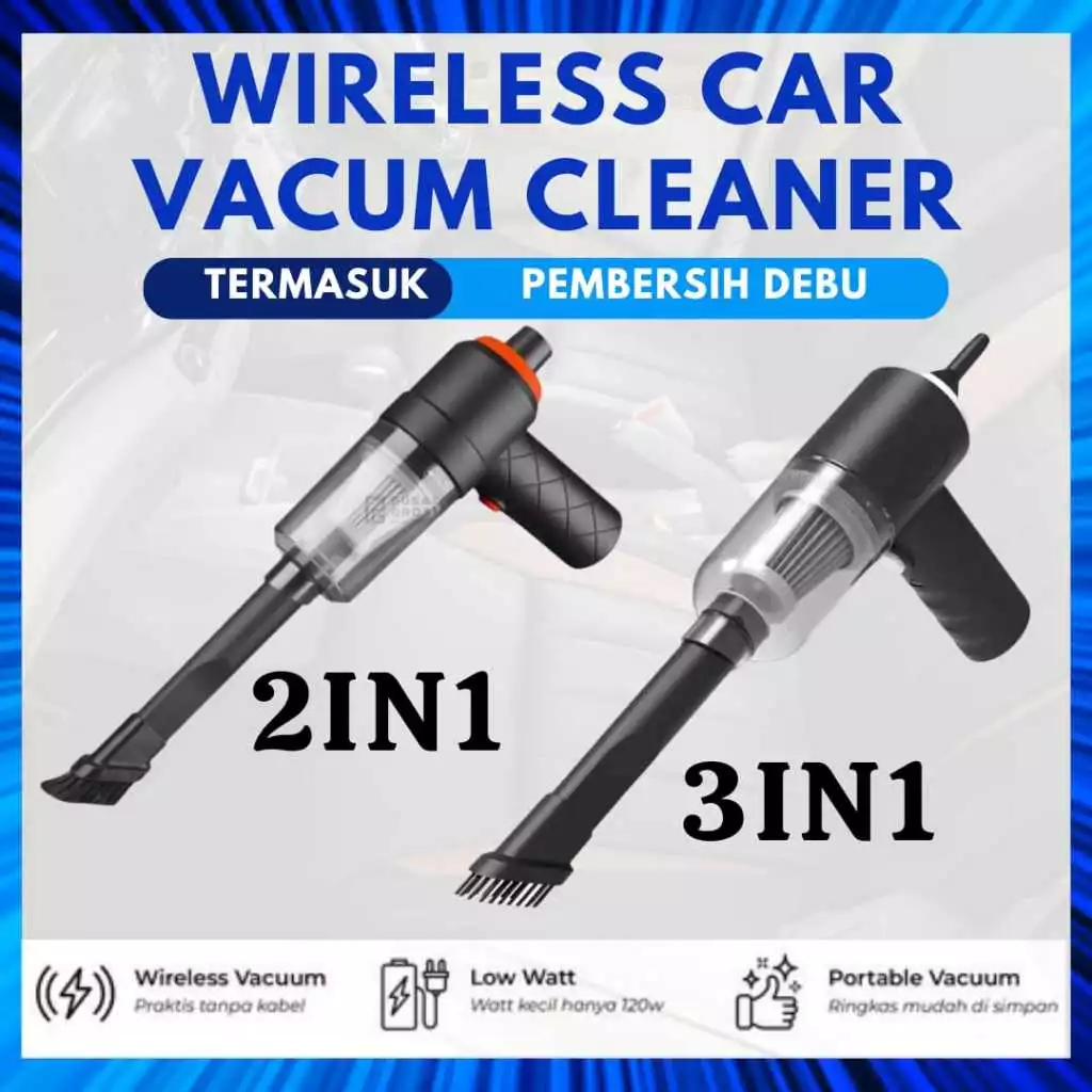 Vacuum Cleaner Portable Mini 2in1 / Vacum Cleaner LED Rechargeable / Car Vacum 2 In 1 Cleaner / Alat Penyedot Debu Mobil | AutoStock