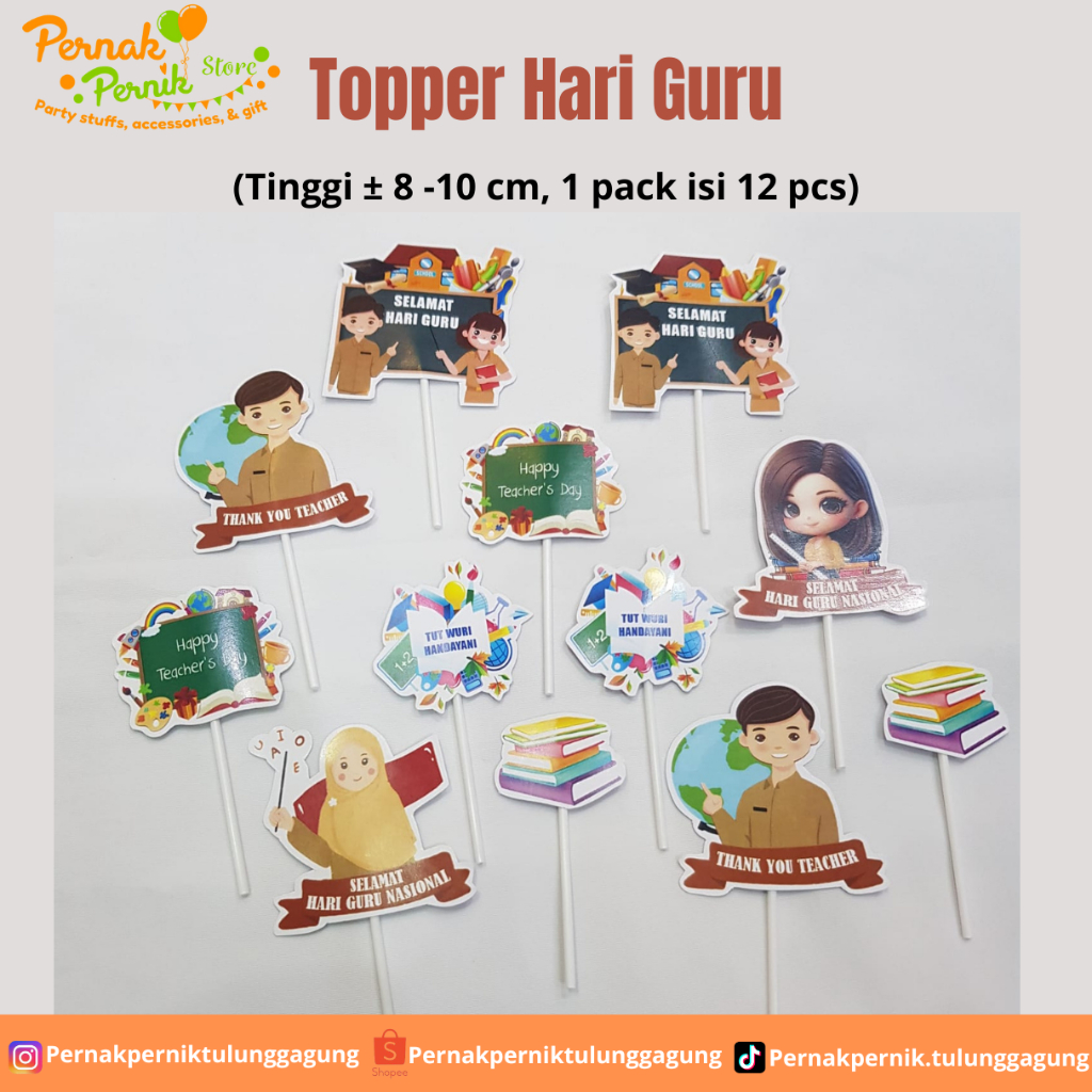 Jual Topper Karakter/Cake Topper/Topper HARI GURU/Isi 12pcs | Shopee ...