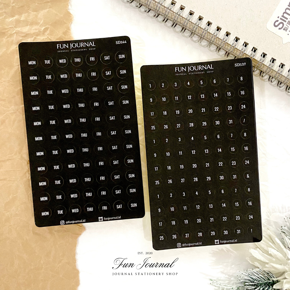 Jual SMALL ROUND DATE AND DAY STICKER BULAT KECIL TANGGAL DAN HARI ...