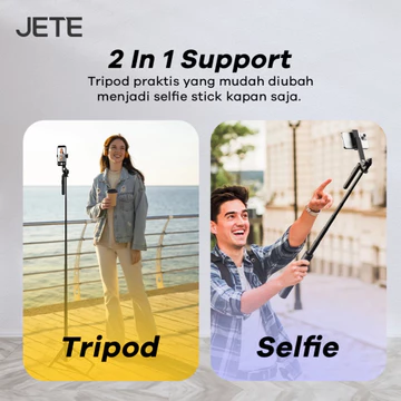 Jete H15 Multifungsi Tripod Tongsis Bluetooth Remote Selfie Stick 1.8M Rotasi 360° Bahan Metal