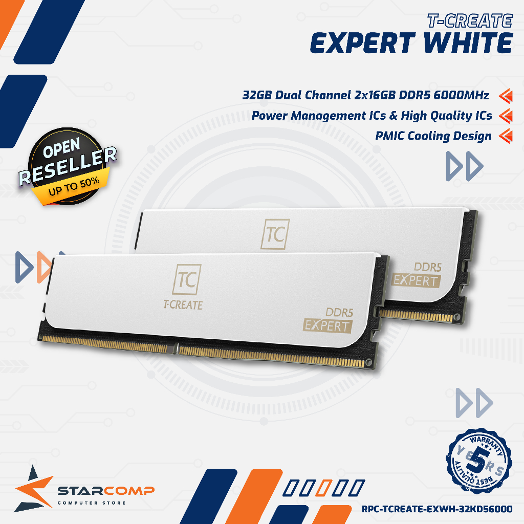 Jual T-CREATE EXPERT WHITE 32GB Dual Channel 2x16GB DDR5 6000MHz ...