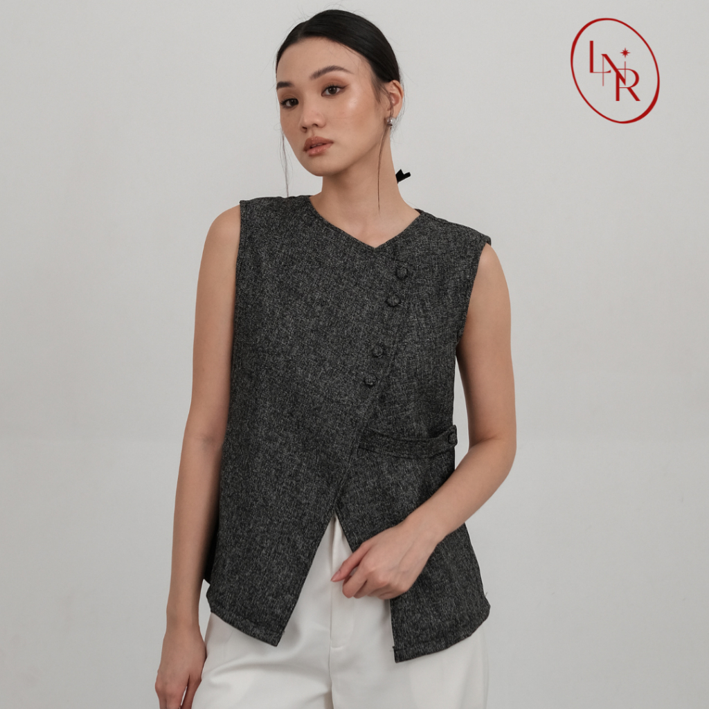 Jual Dena Vest Top Atasan Rompi Outer Luaran Korean Look Bahan Tweed ...