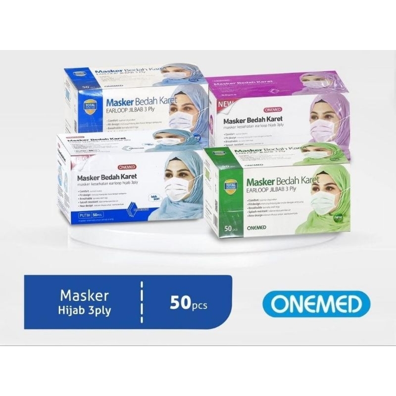 Jual Masker Hijab 3 Ply - Onemed (Perbox isi 50 pcs) | Shopee Indonesia