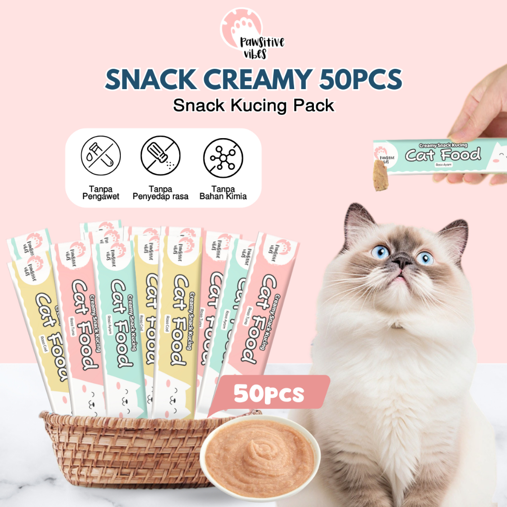 Jual PAKET Snack Creamy Kucing Isi 50 PCS - Cat Food - Paket Cemilan ...